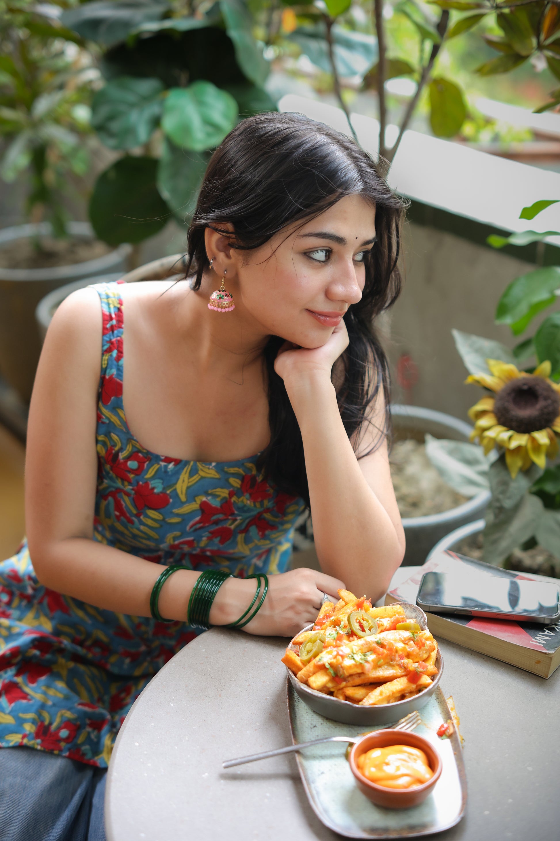Red Blue Printed Handblock Short Kurti