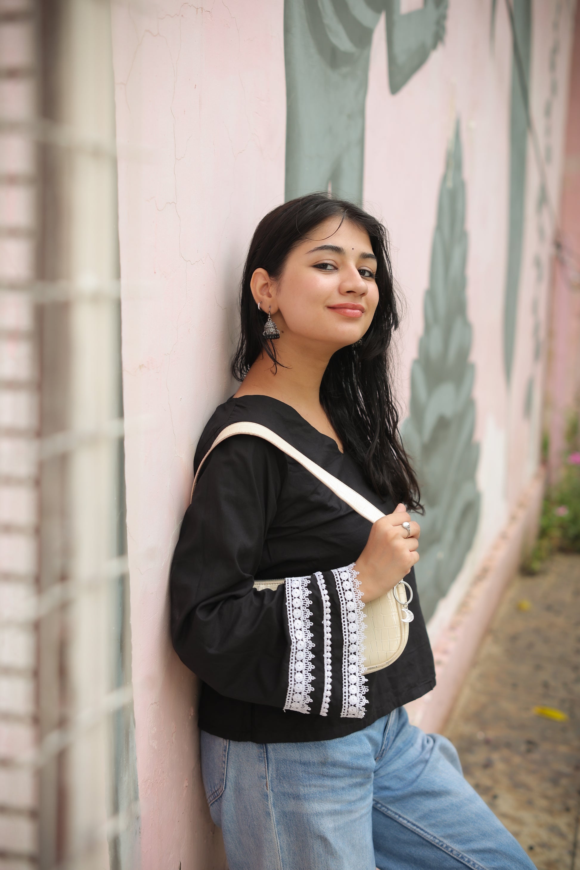 Hand Block Black Short Kurti