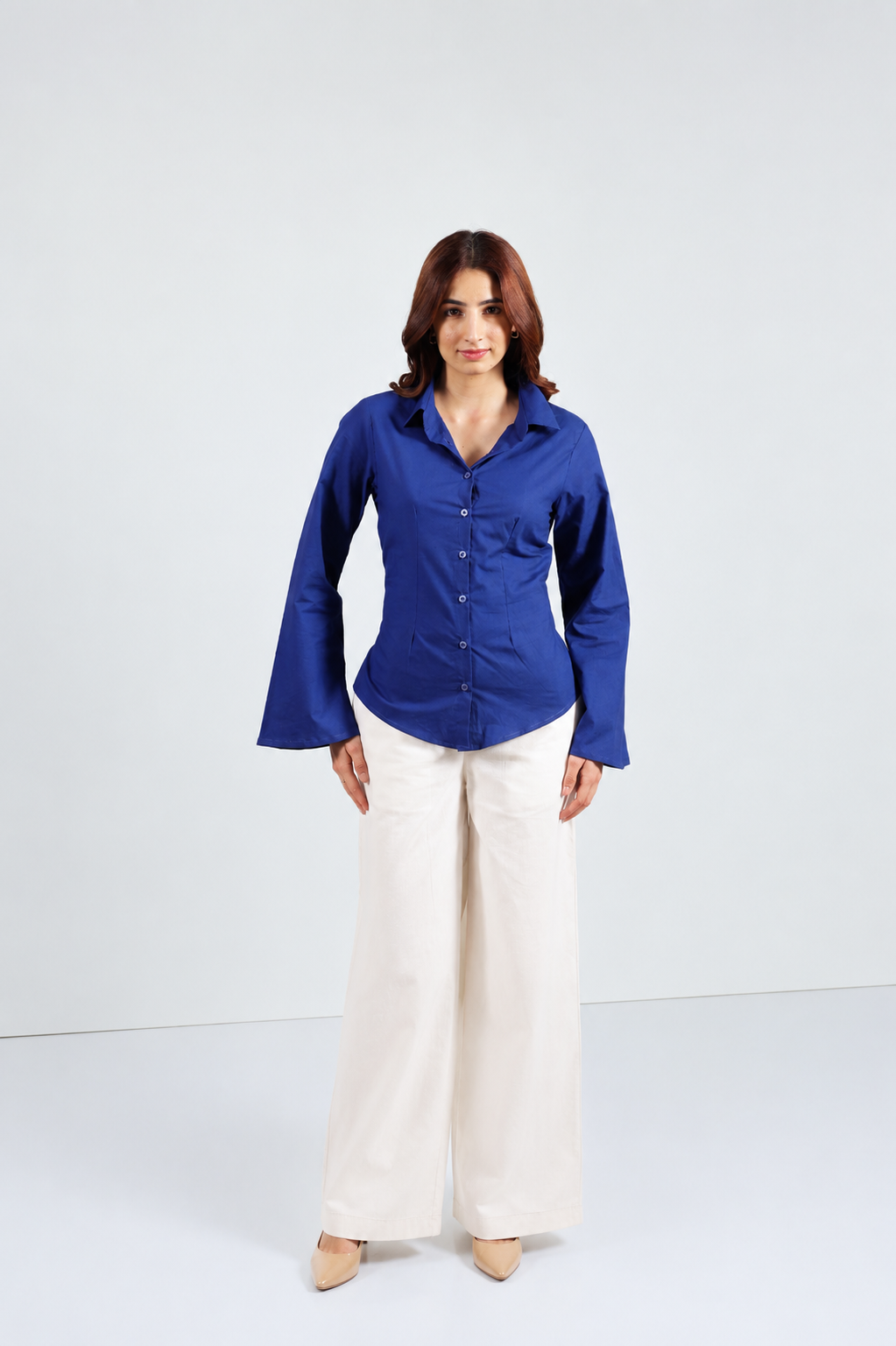 Women Blue Fitted Shirt