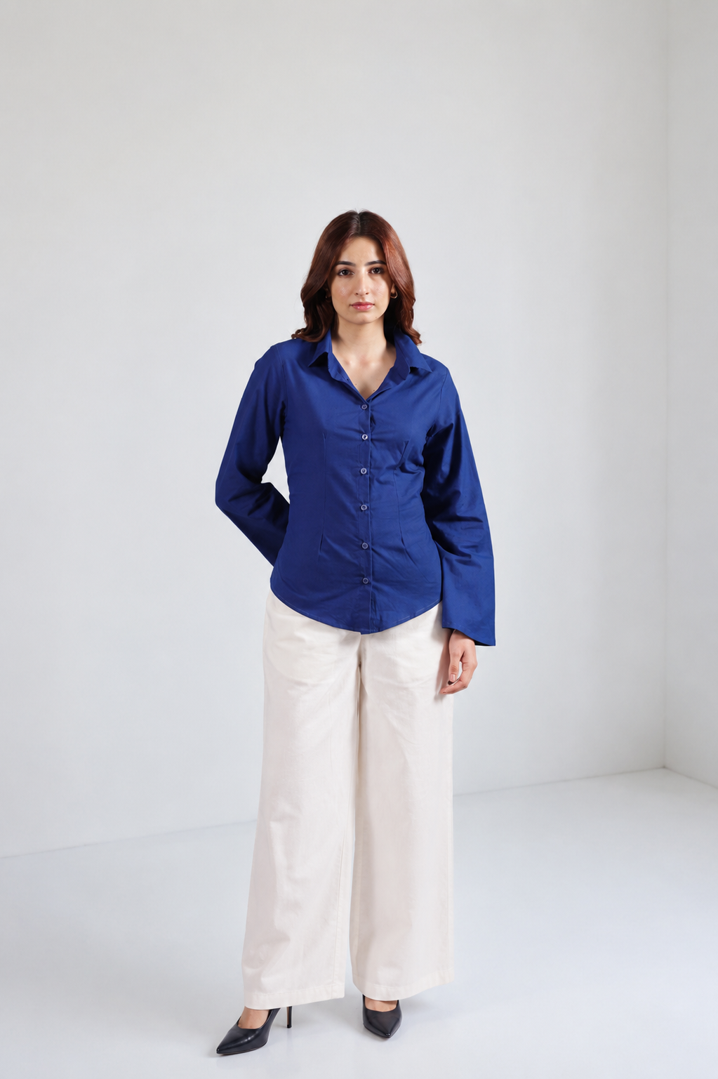 Women Blue Fitted Shirt