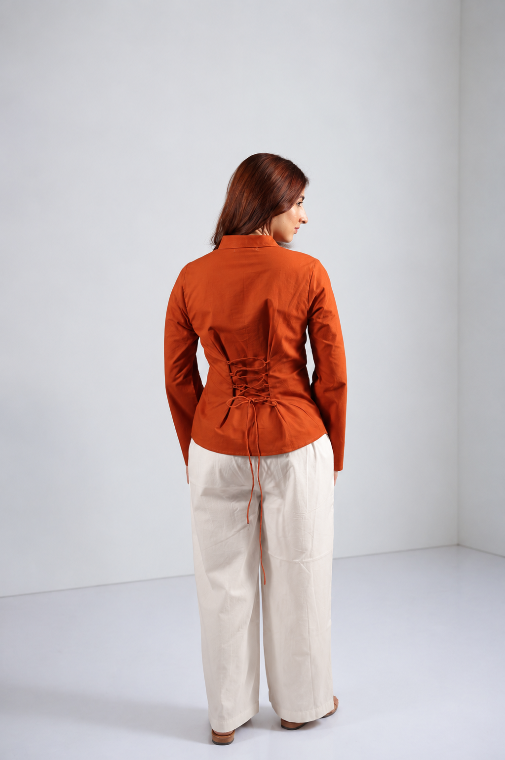 Women Orange Fitted Shirt