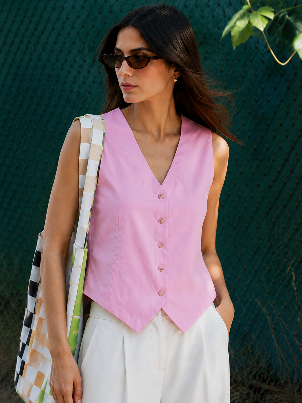 Pink Plain Waist Coat