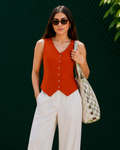 Orange Plain Waist Coat