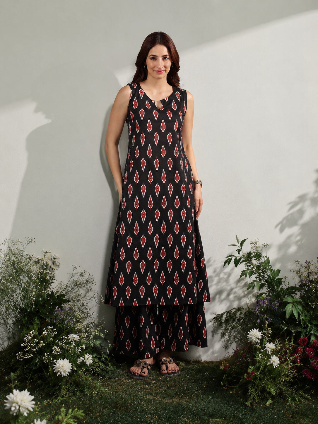 Ikkat Black A line Co-ord Set