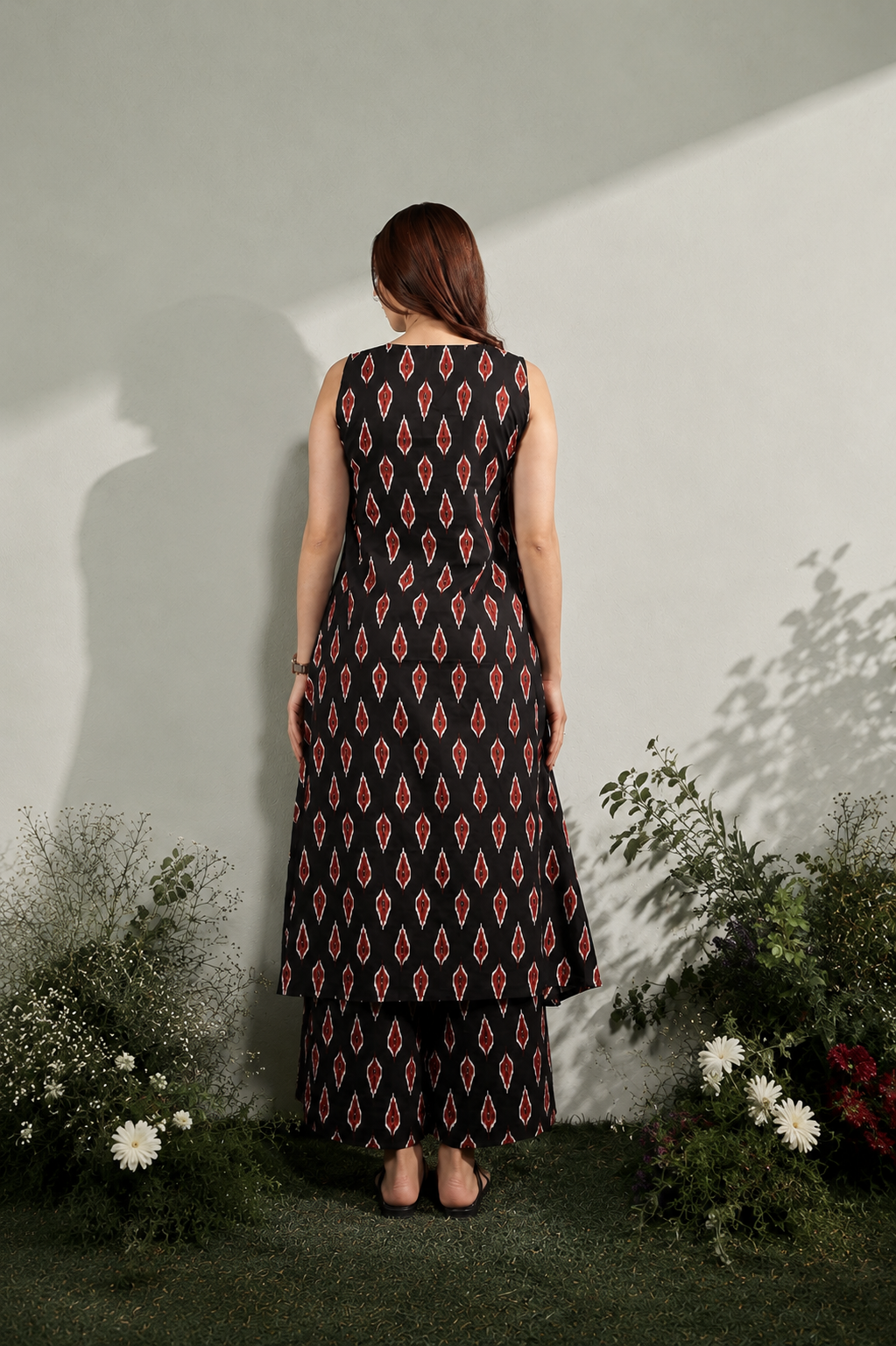 Ikkat Black A line Co-ord Set