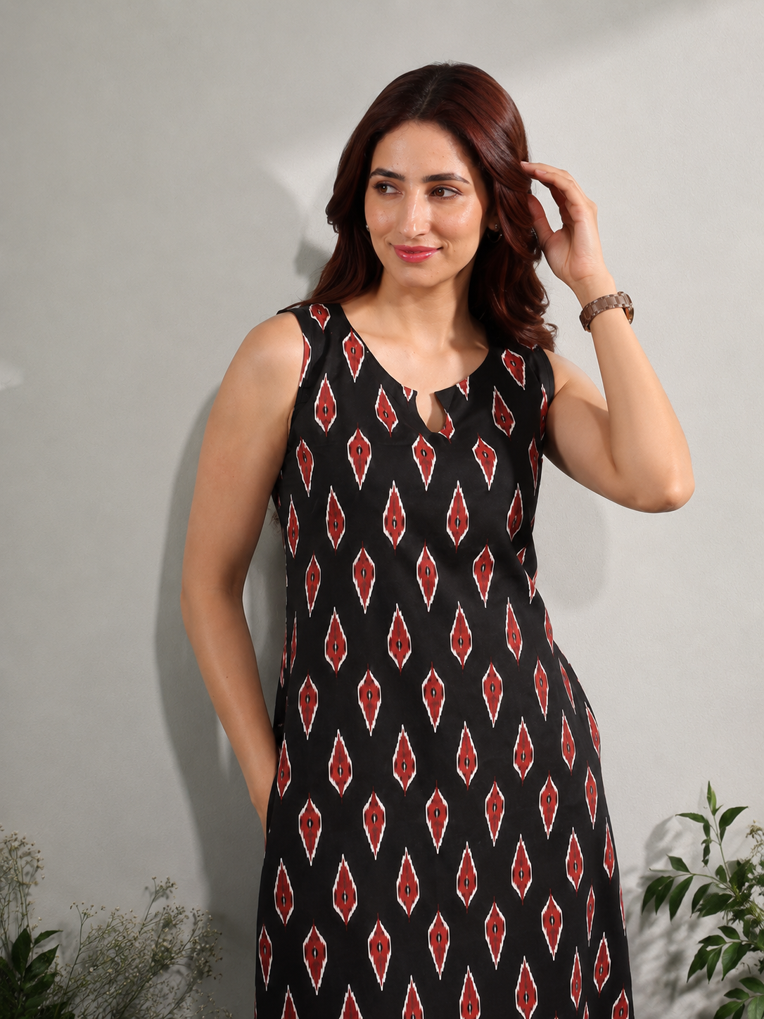 Ikkat Black A line Co-ord Set
