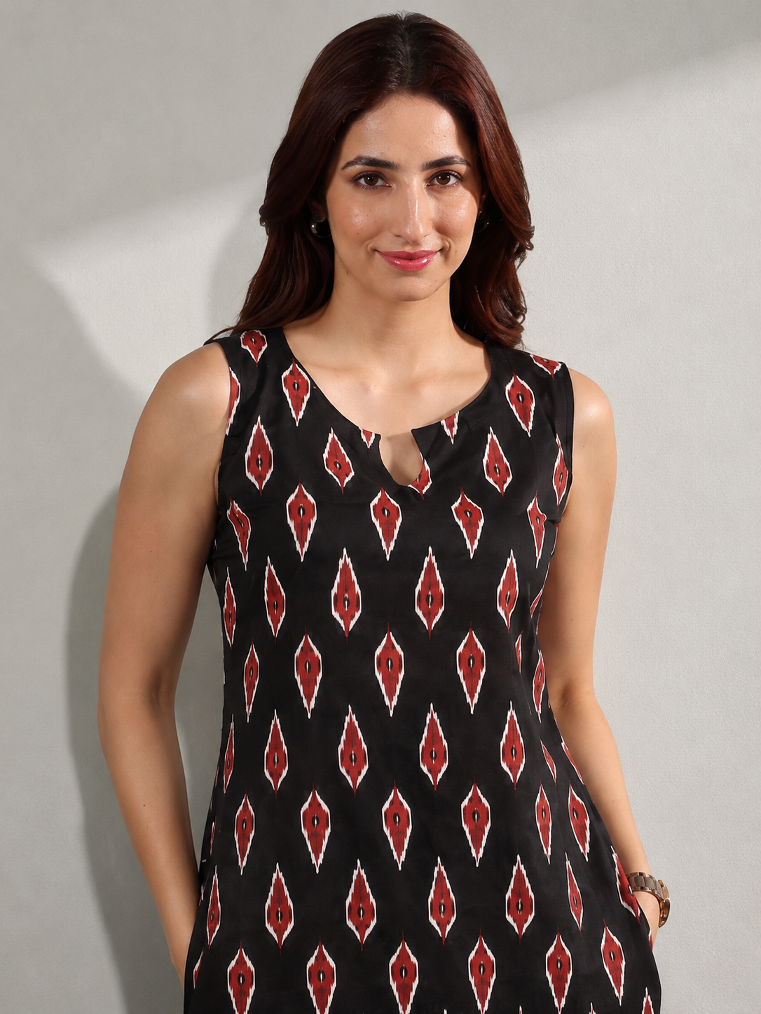 Ikkat Black A line Co-ord Set