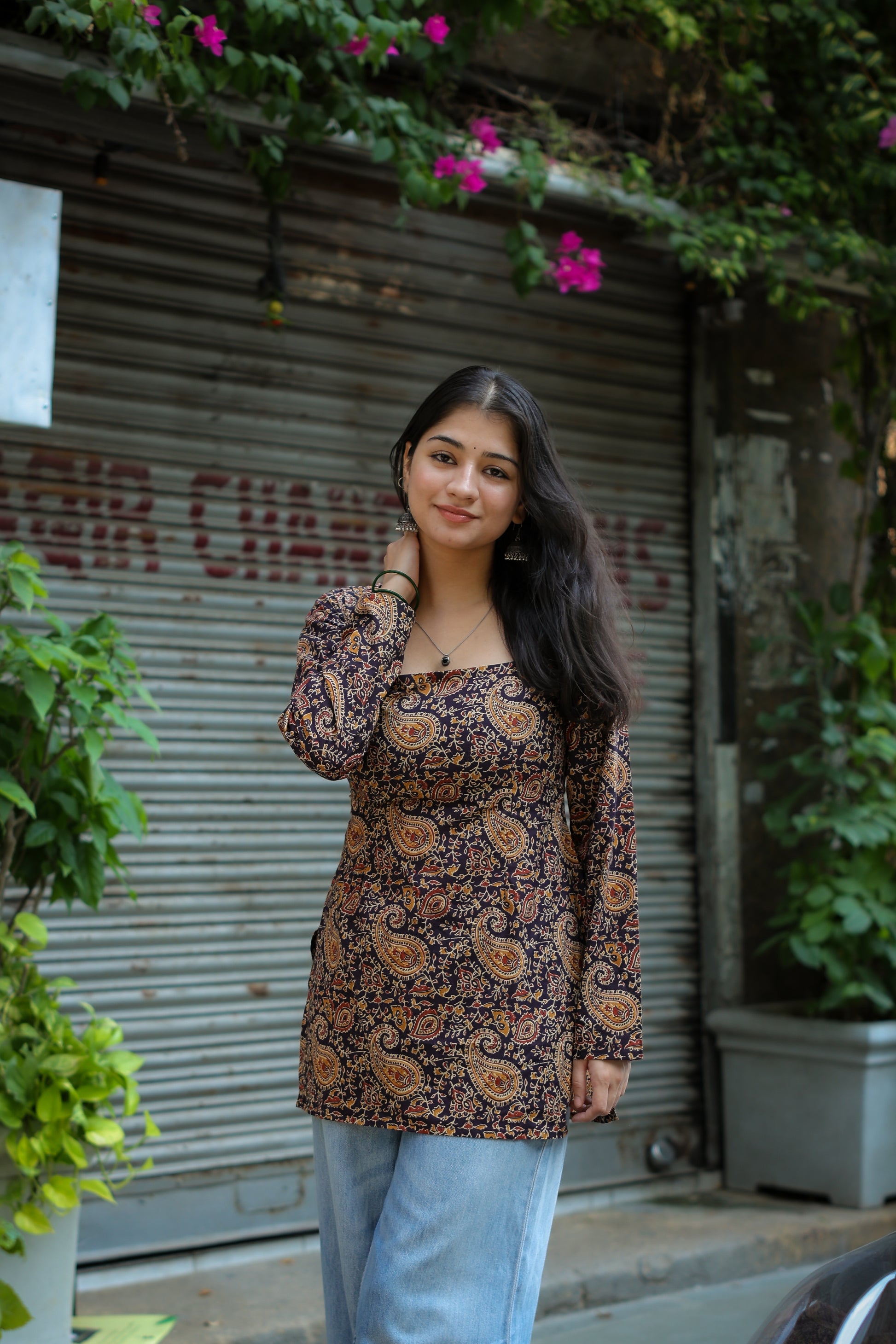 Maskali Hand block Short Kurti