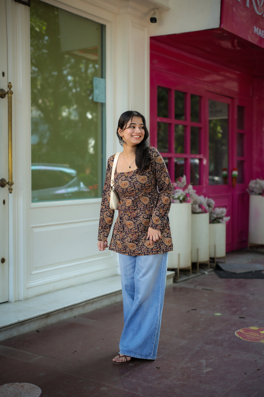 Maskali Hand block Short Kurti