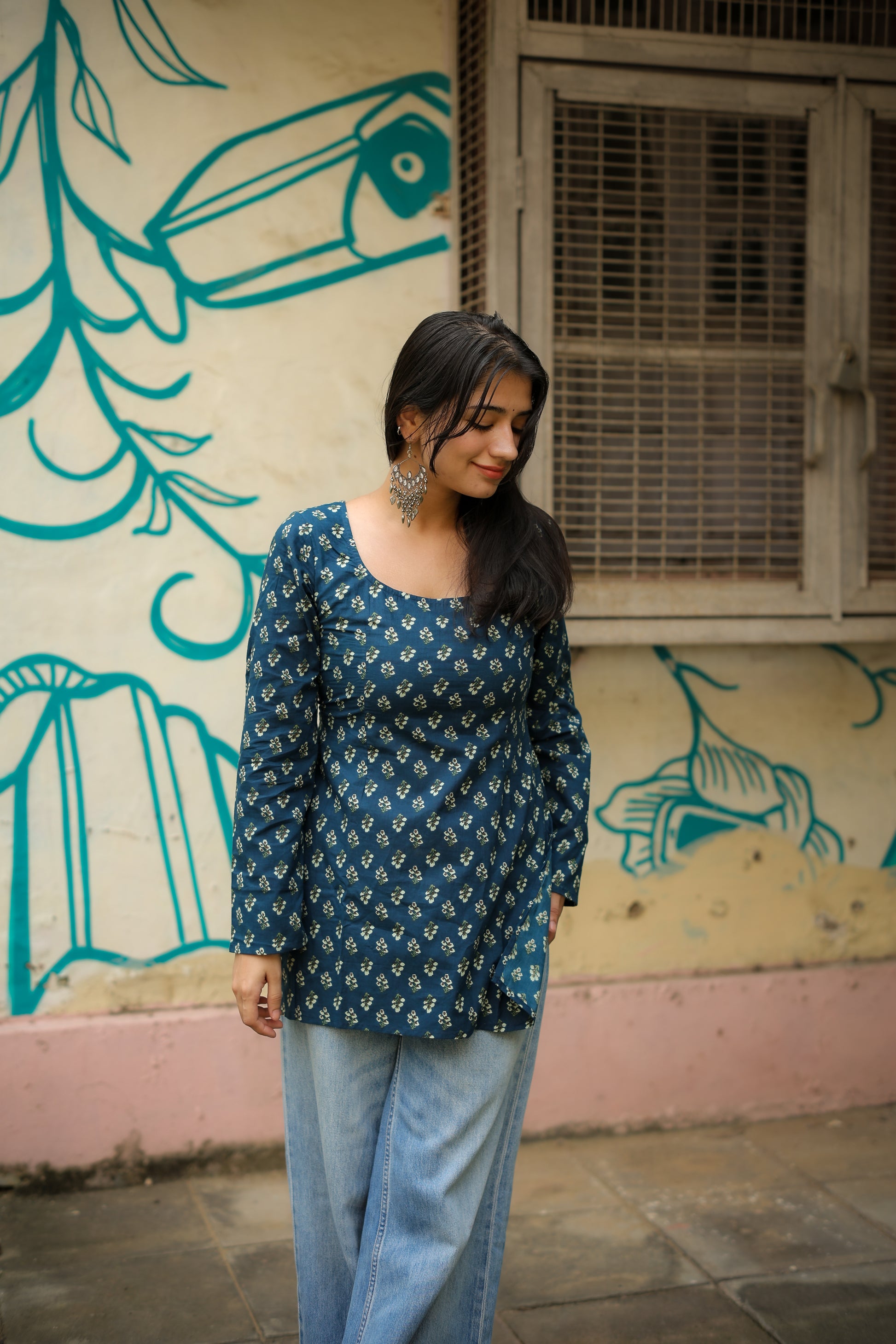 Nazar Handblock Short Kurti