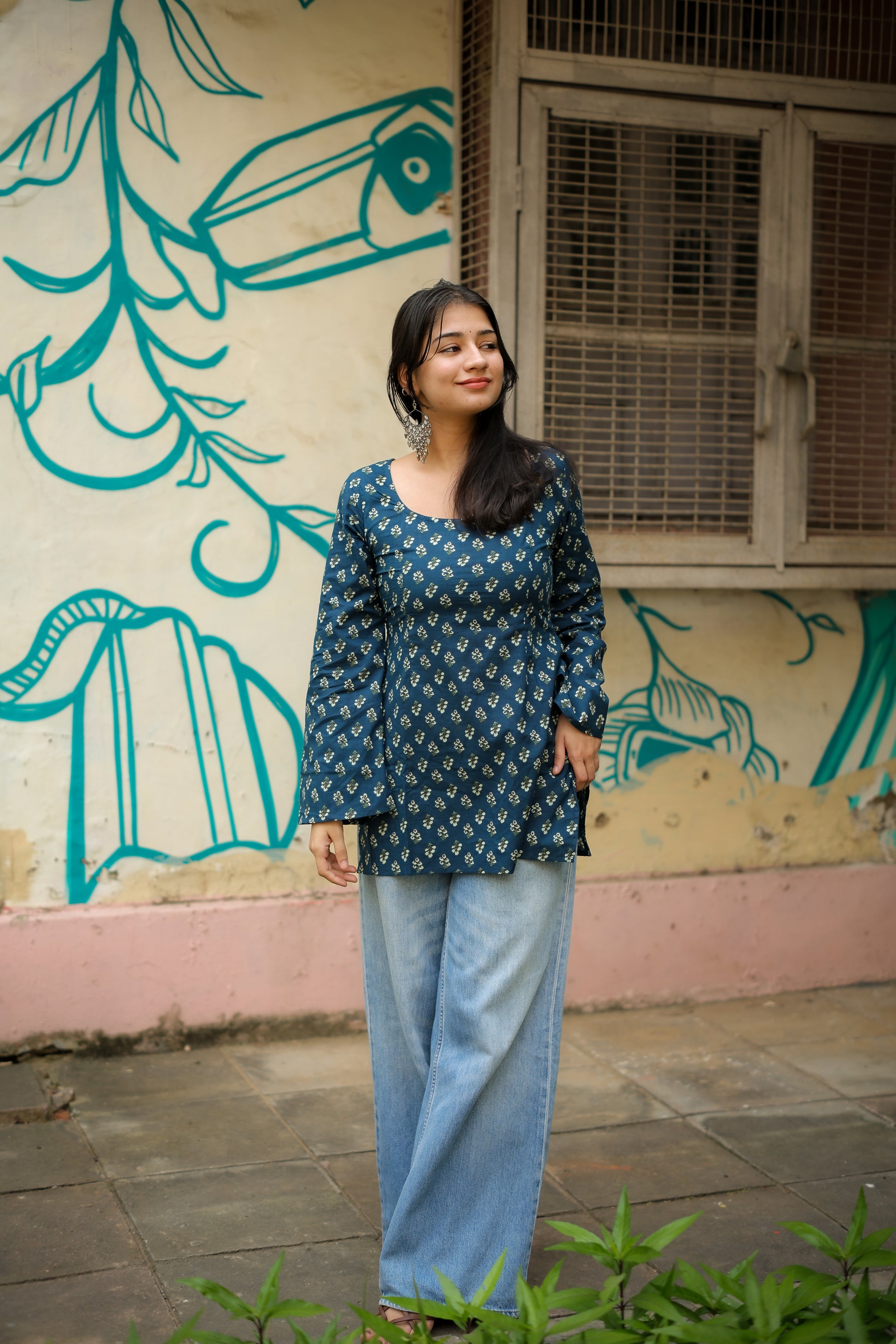 Nazar Handblock Short Kurti