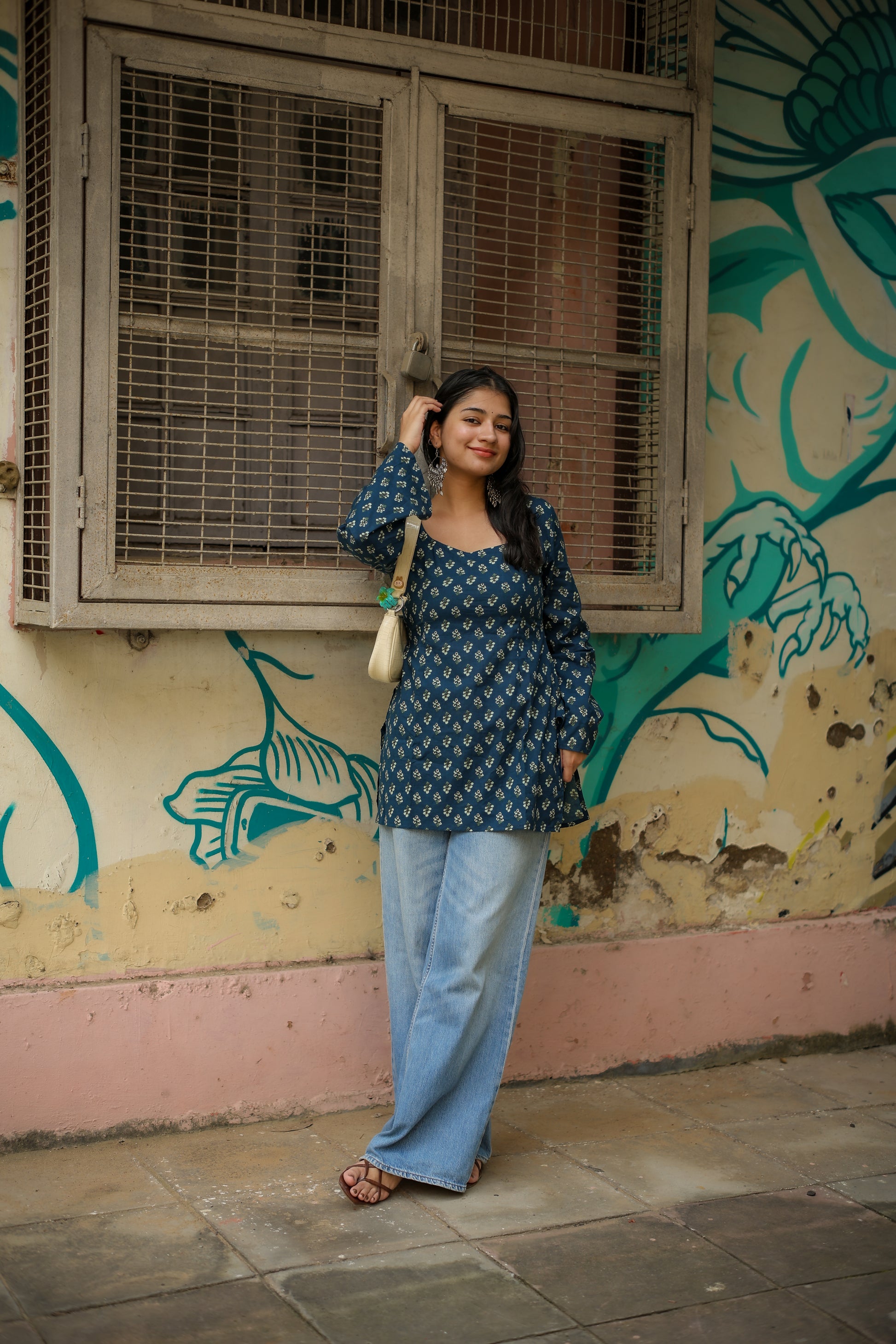 Nazar Handblock Short Kurti