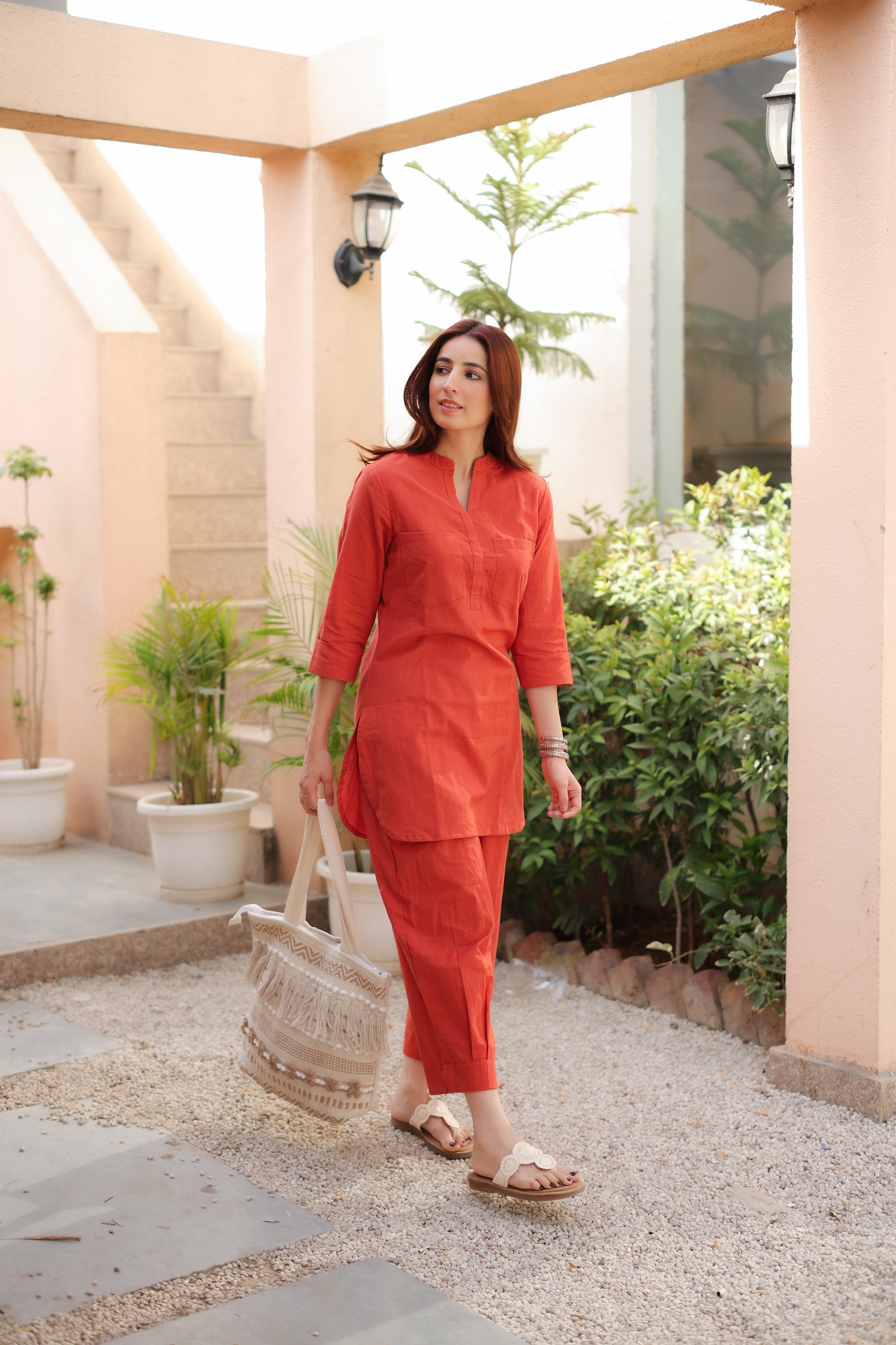 Orange Kurta Co-ord Set
