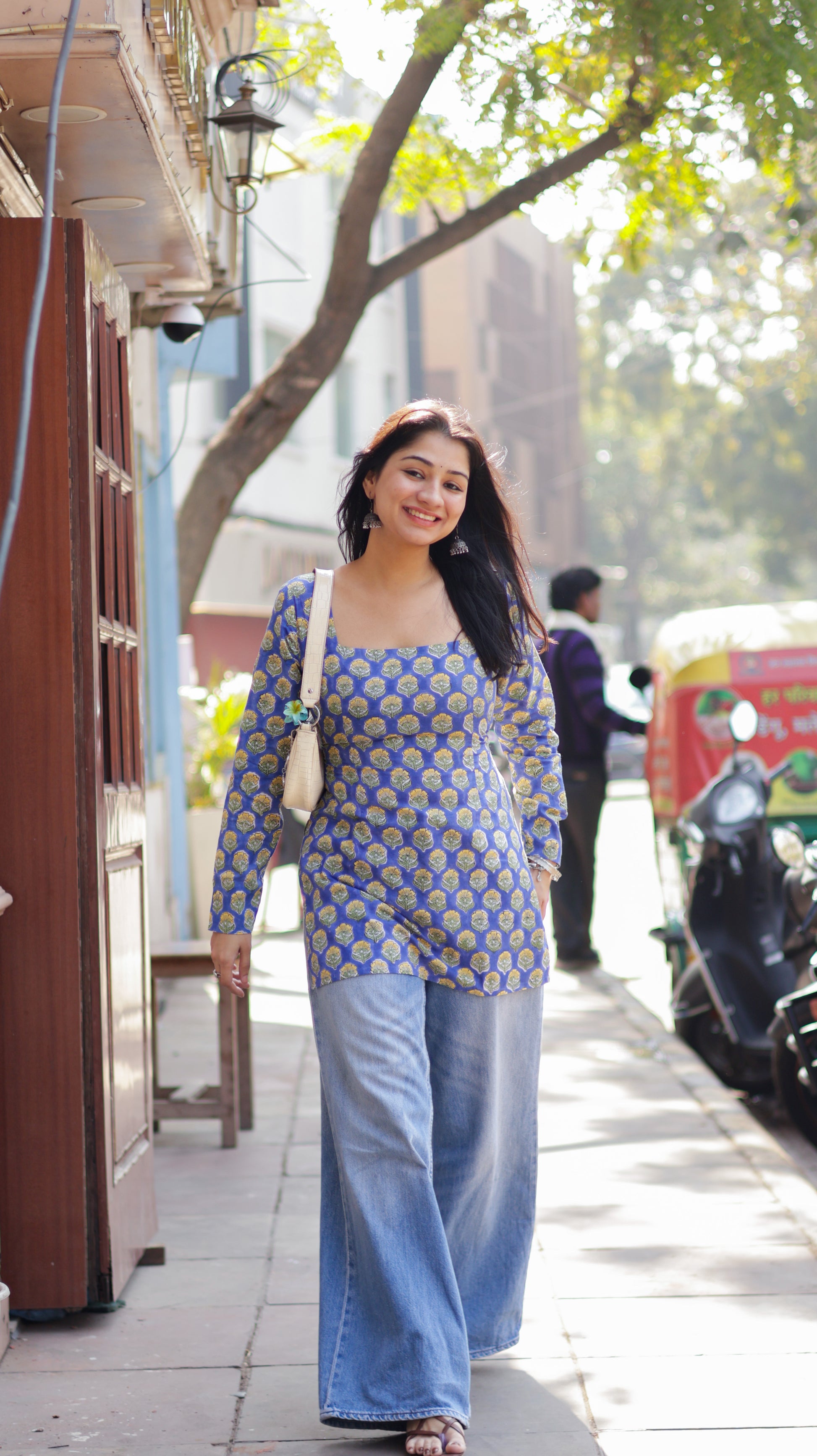 Basanti Blue Short Kurti