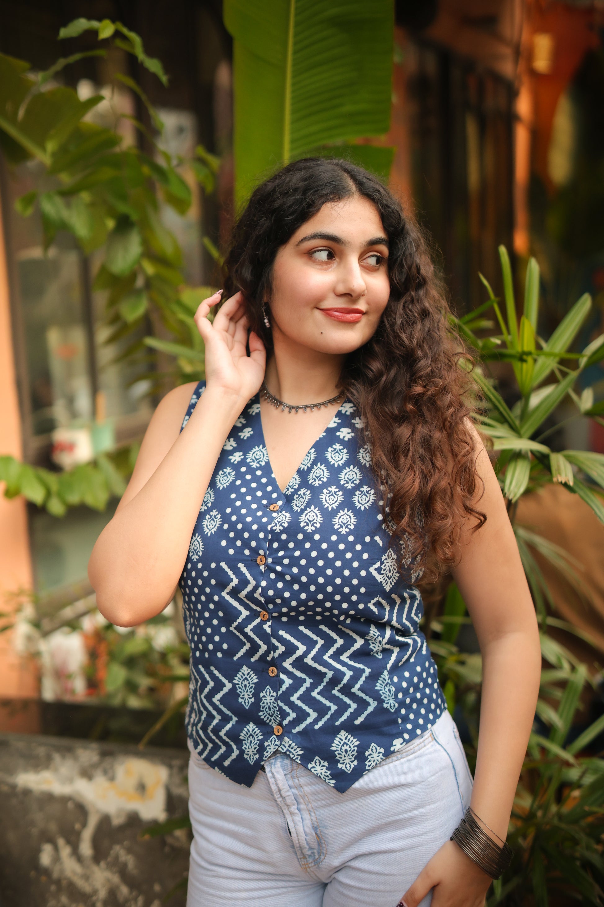 Waistcoat Indigo Handblock