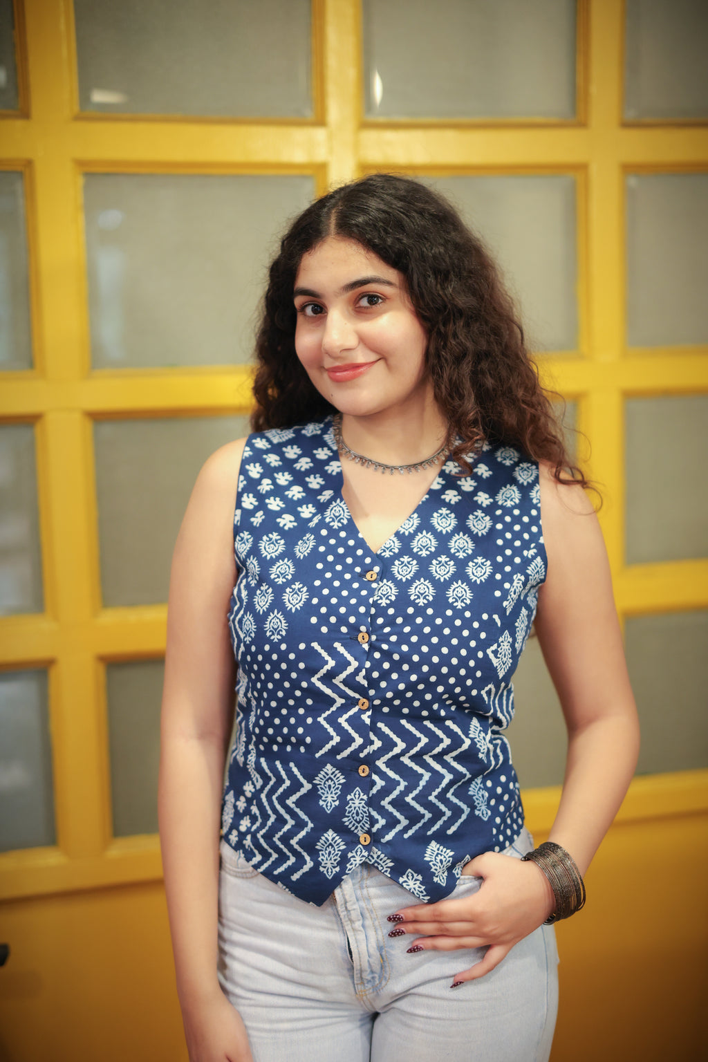 Waistcoat Indigo Handblock