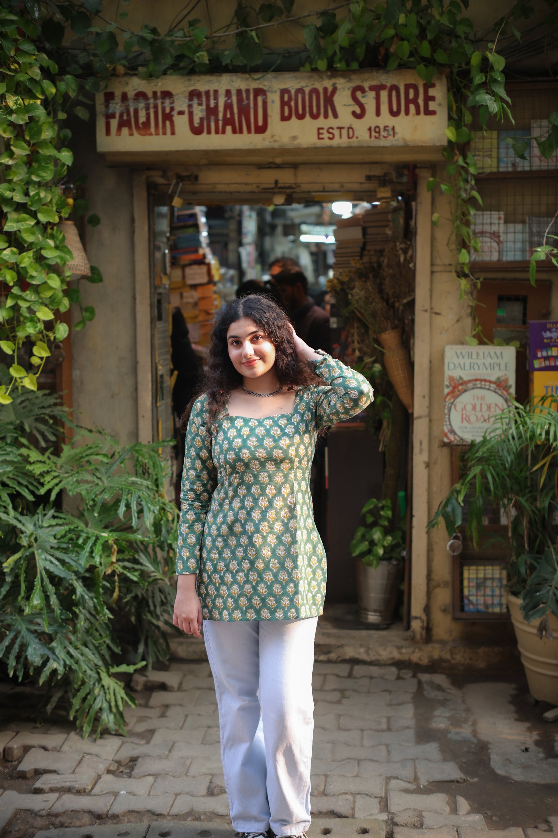 Zoya Green Hand block Kurti