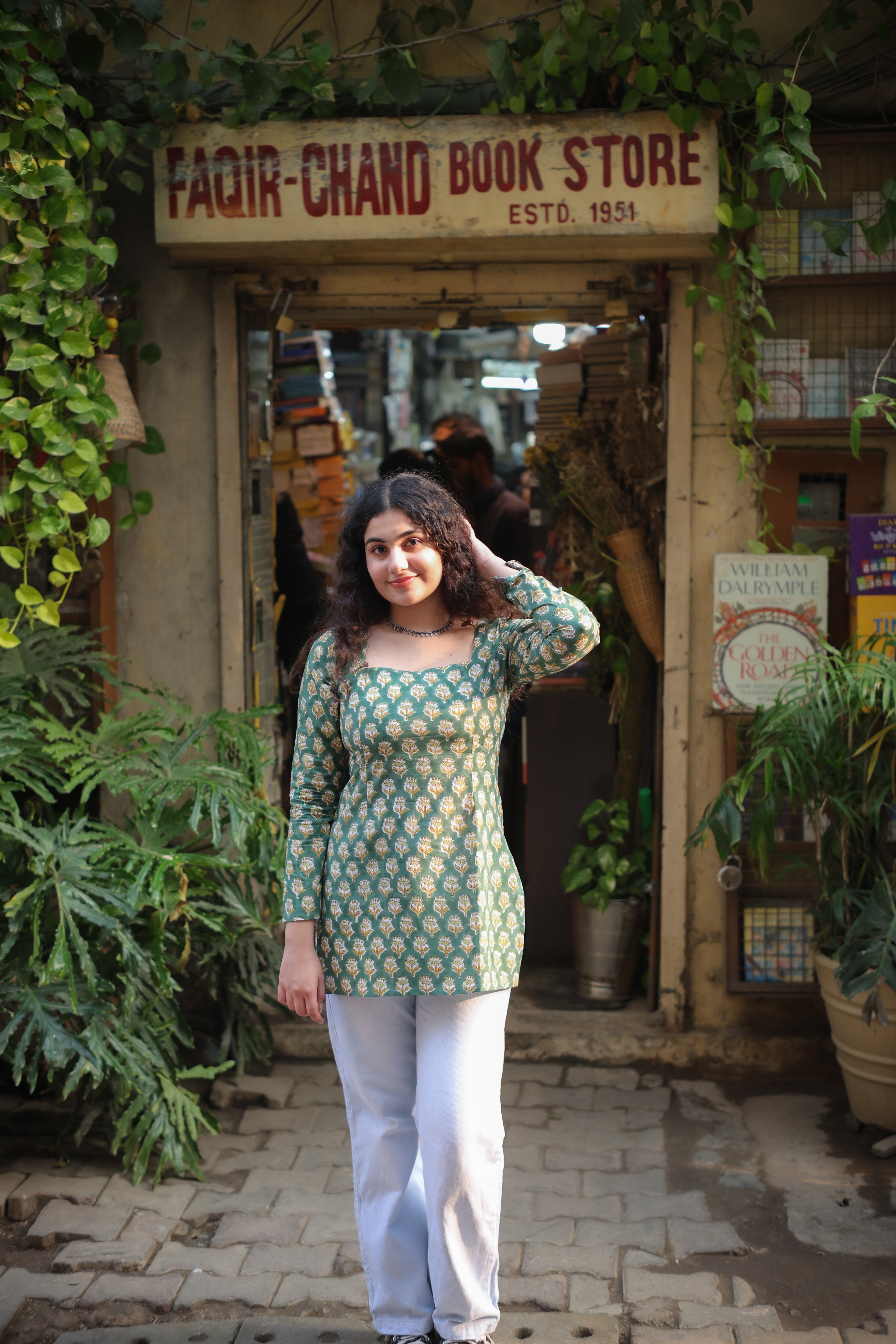 Zoya Green Hand block Kurti