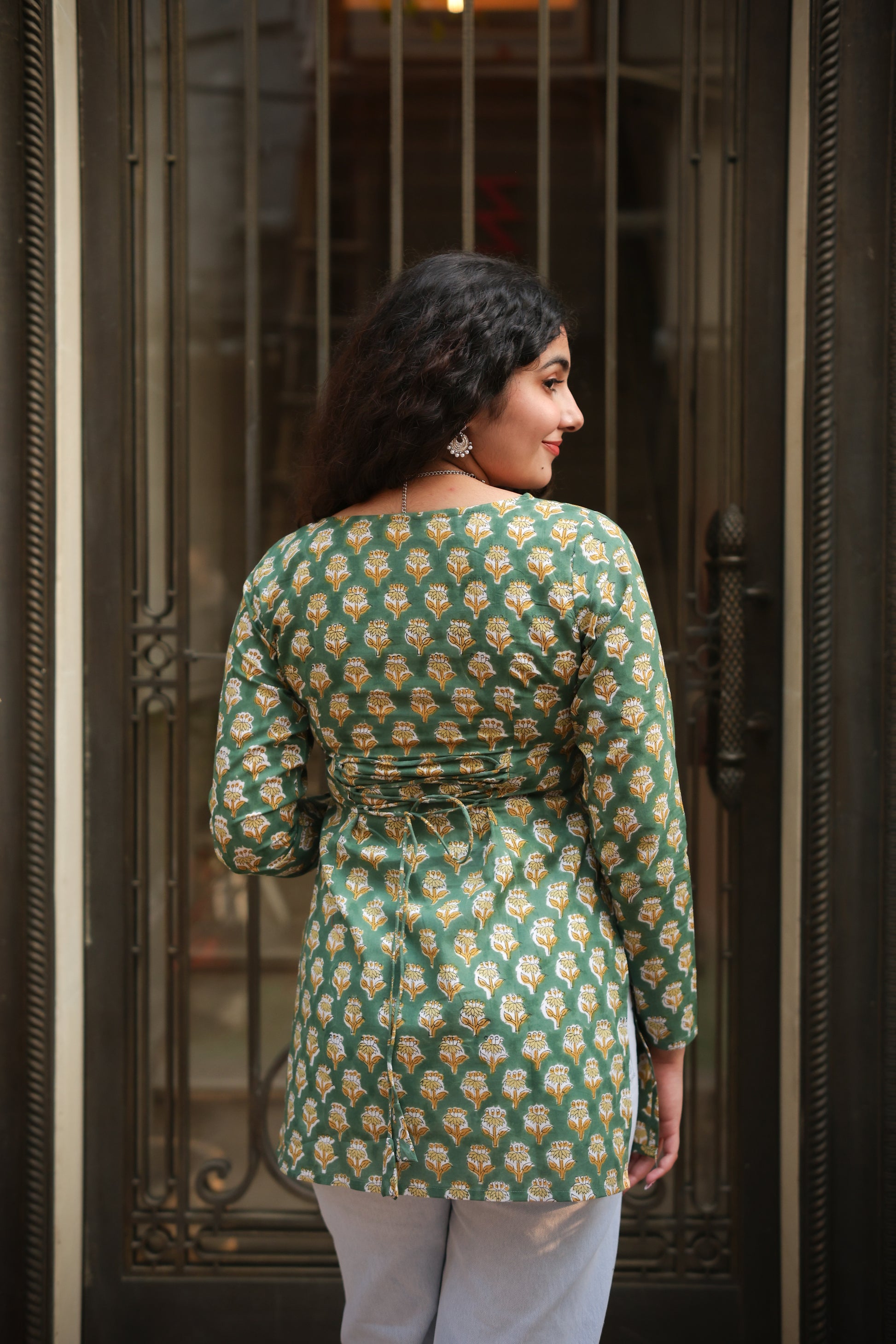 Zoya Green Hand block Kurti