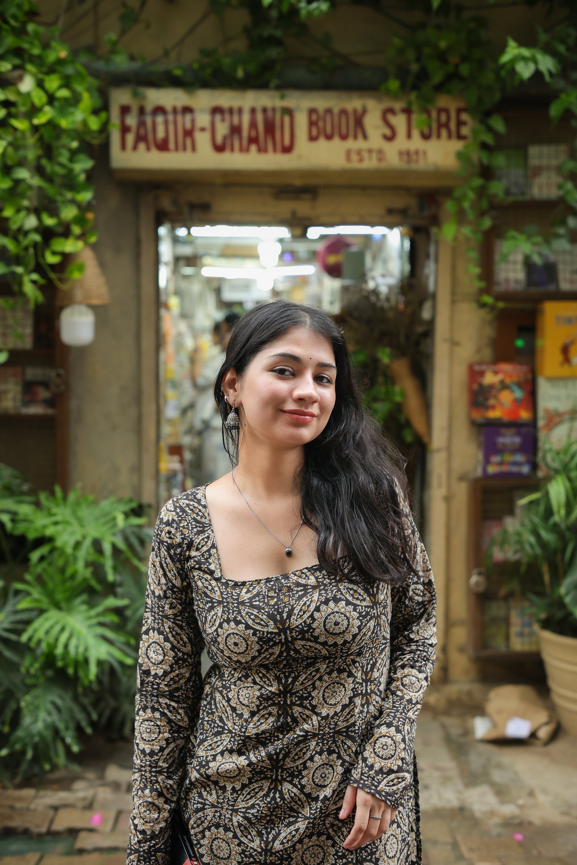 Hand Block Black Short Kurti