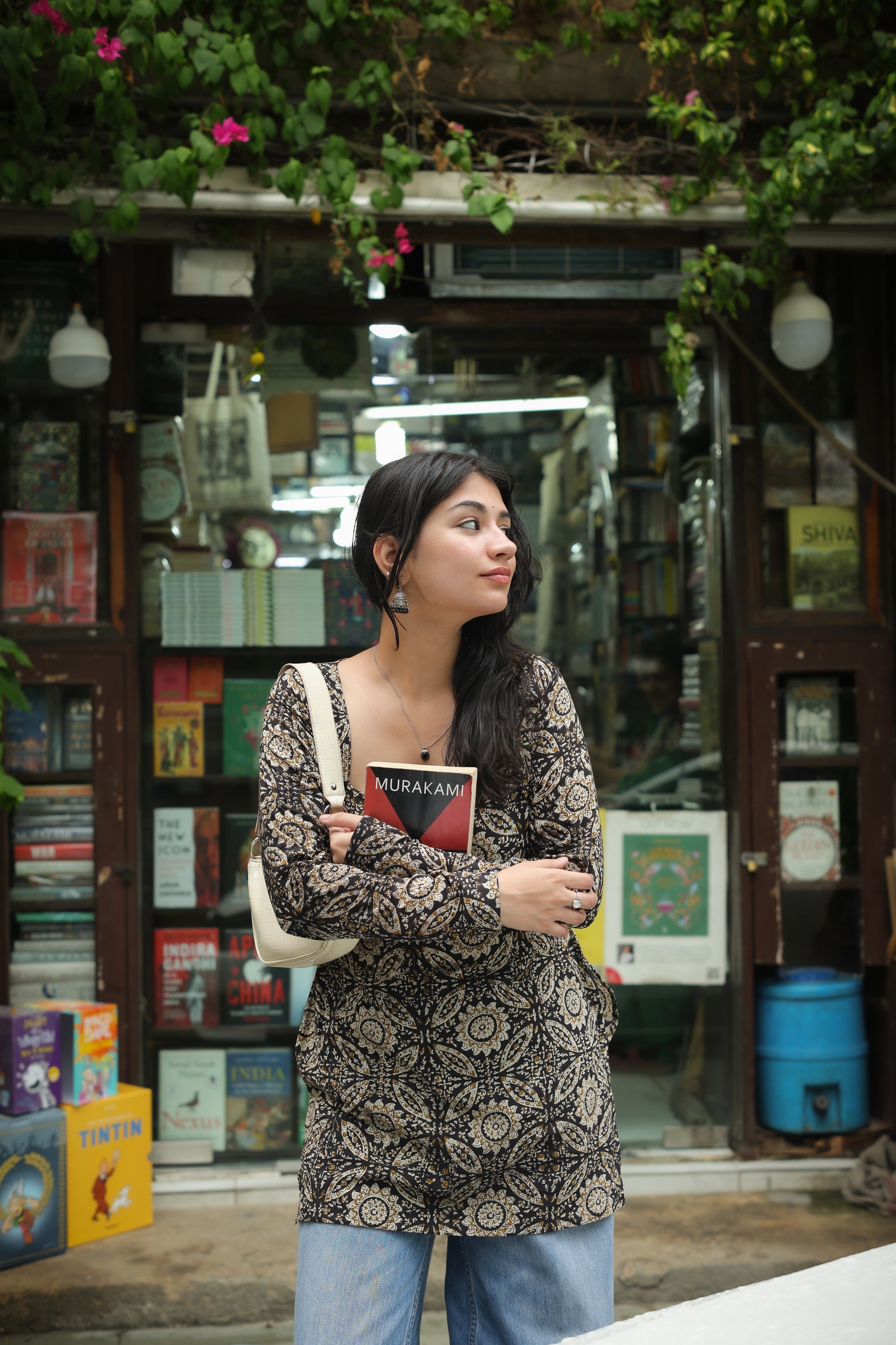 Hand Block Black Short Kurti