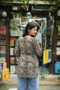Hand Block Black Short Kurti