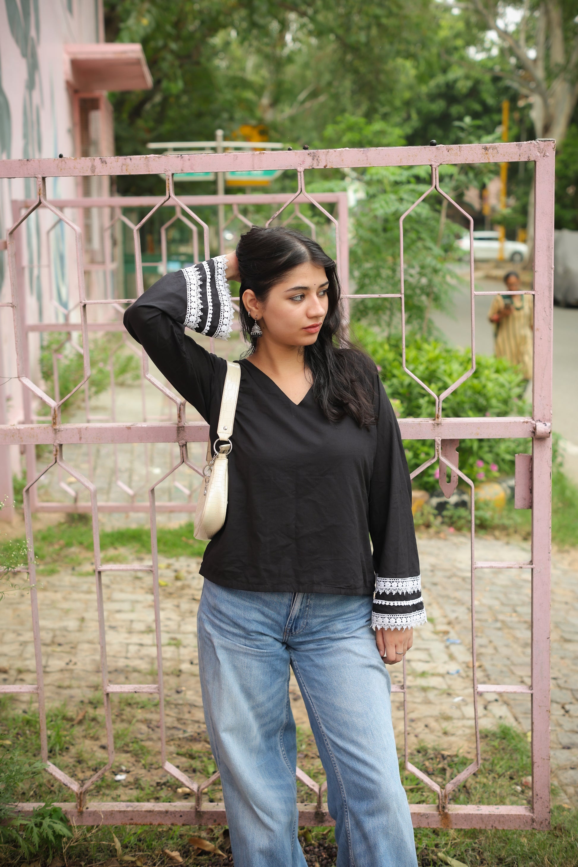 Hand Block Black Short Kurti