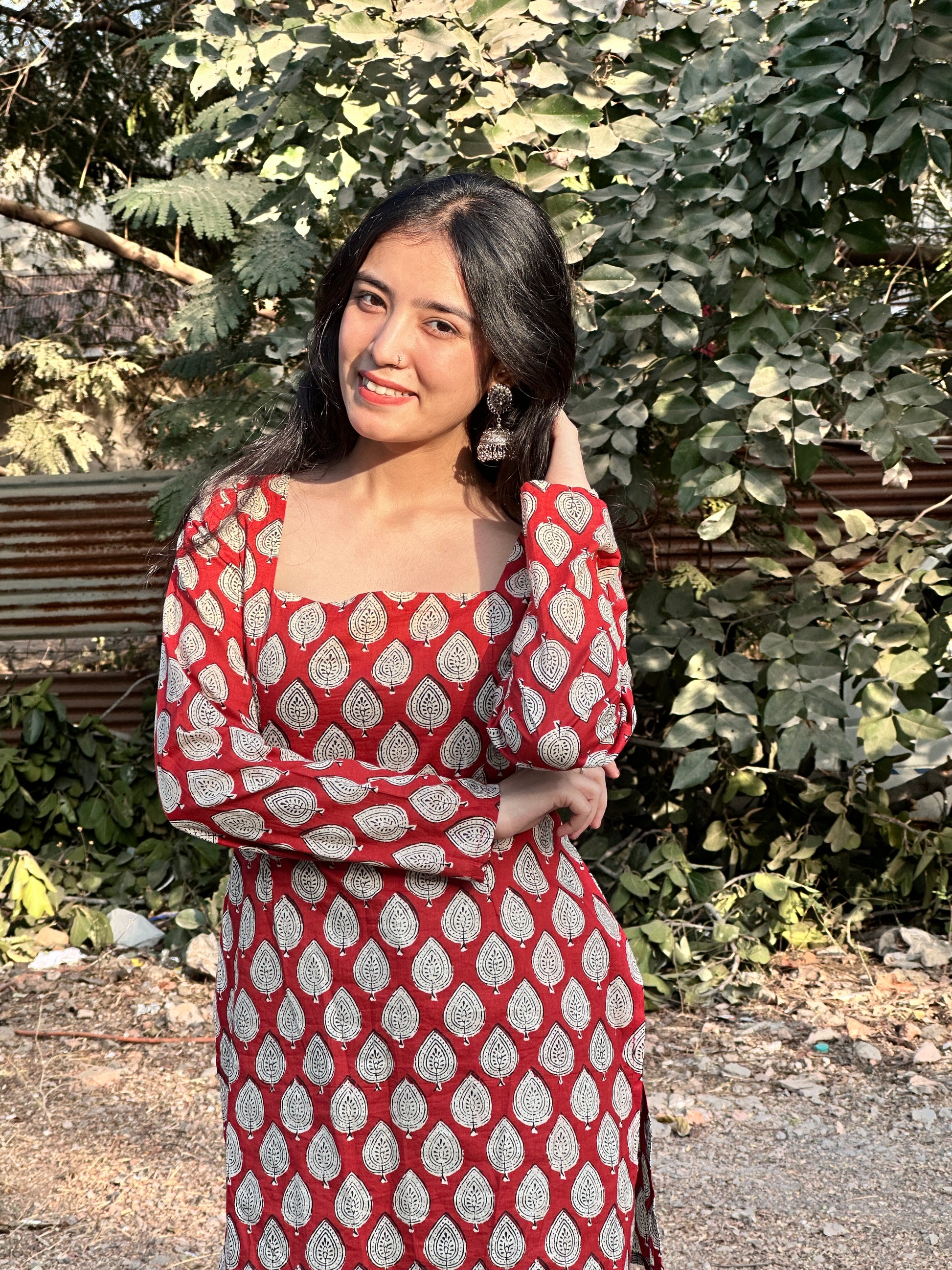 Heera Red Handblock Kurti