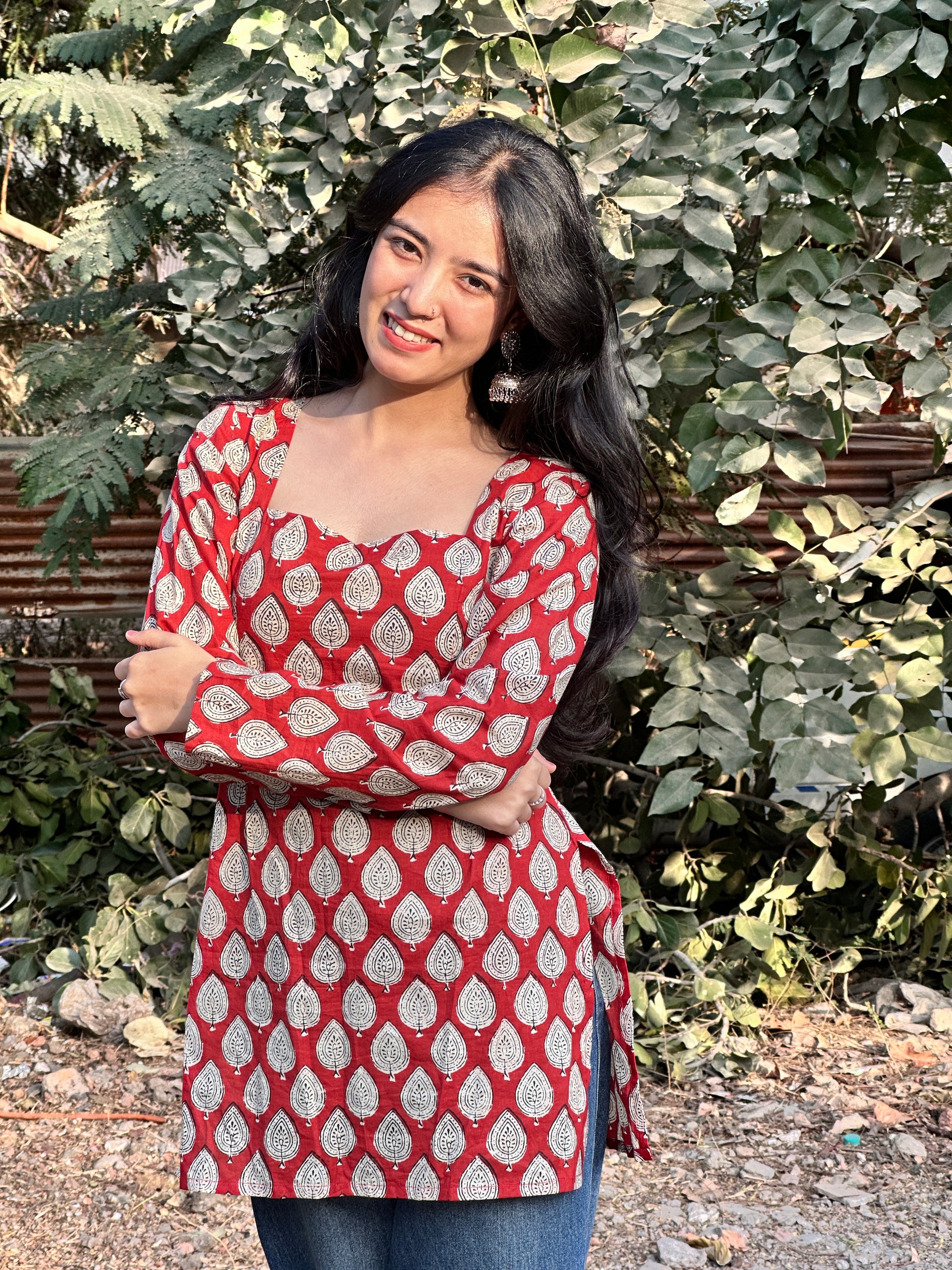 Heera Red Handblock Kurti
