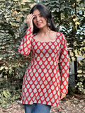 Heera Red Handblock Kurti