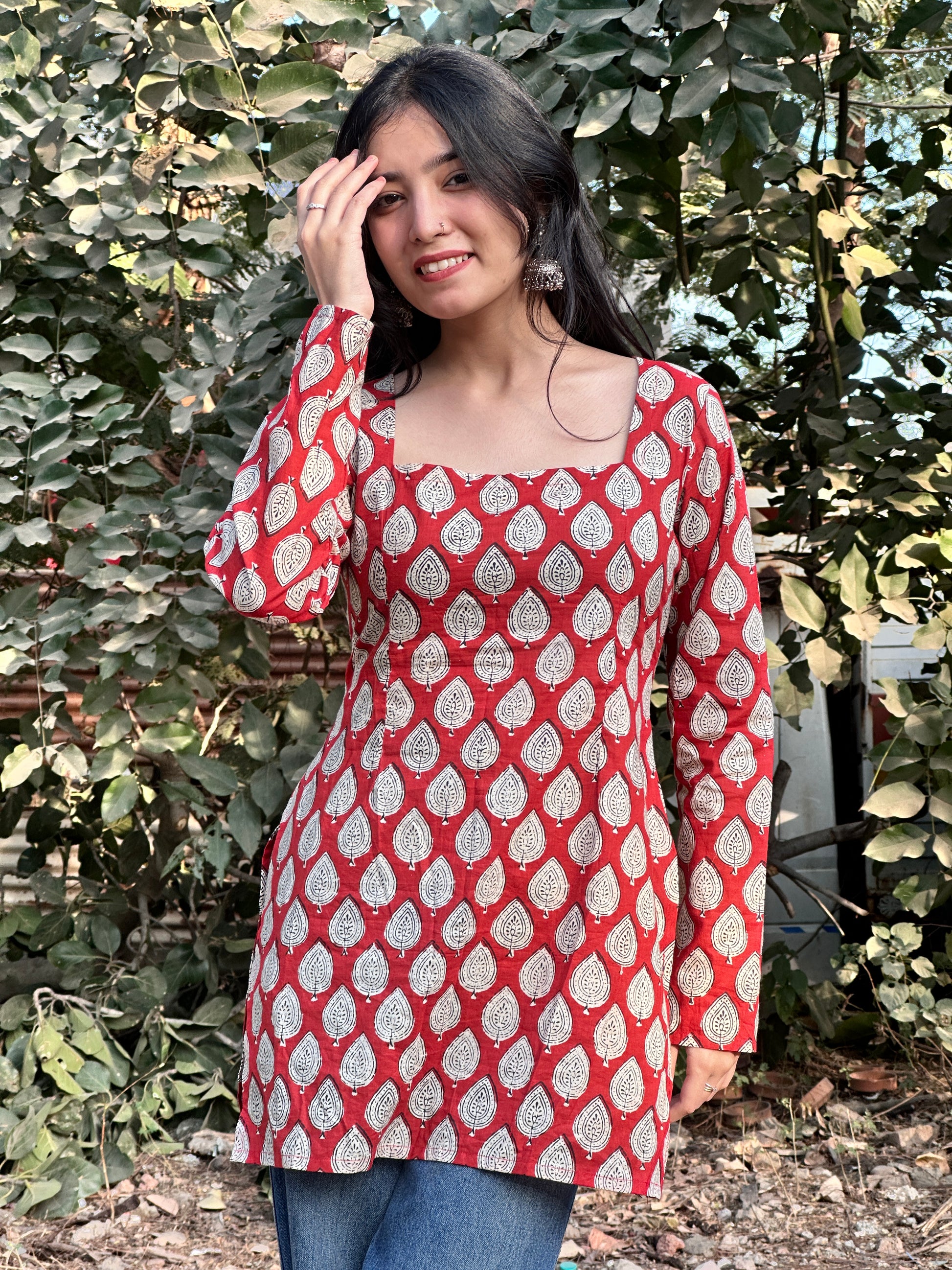 Heera Red Handblock Kurti