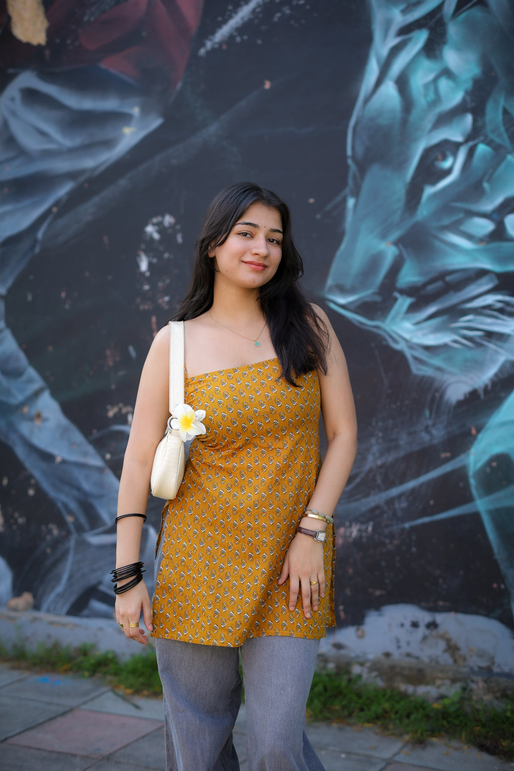 Rani Hand Block Short Kurti