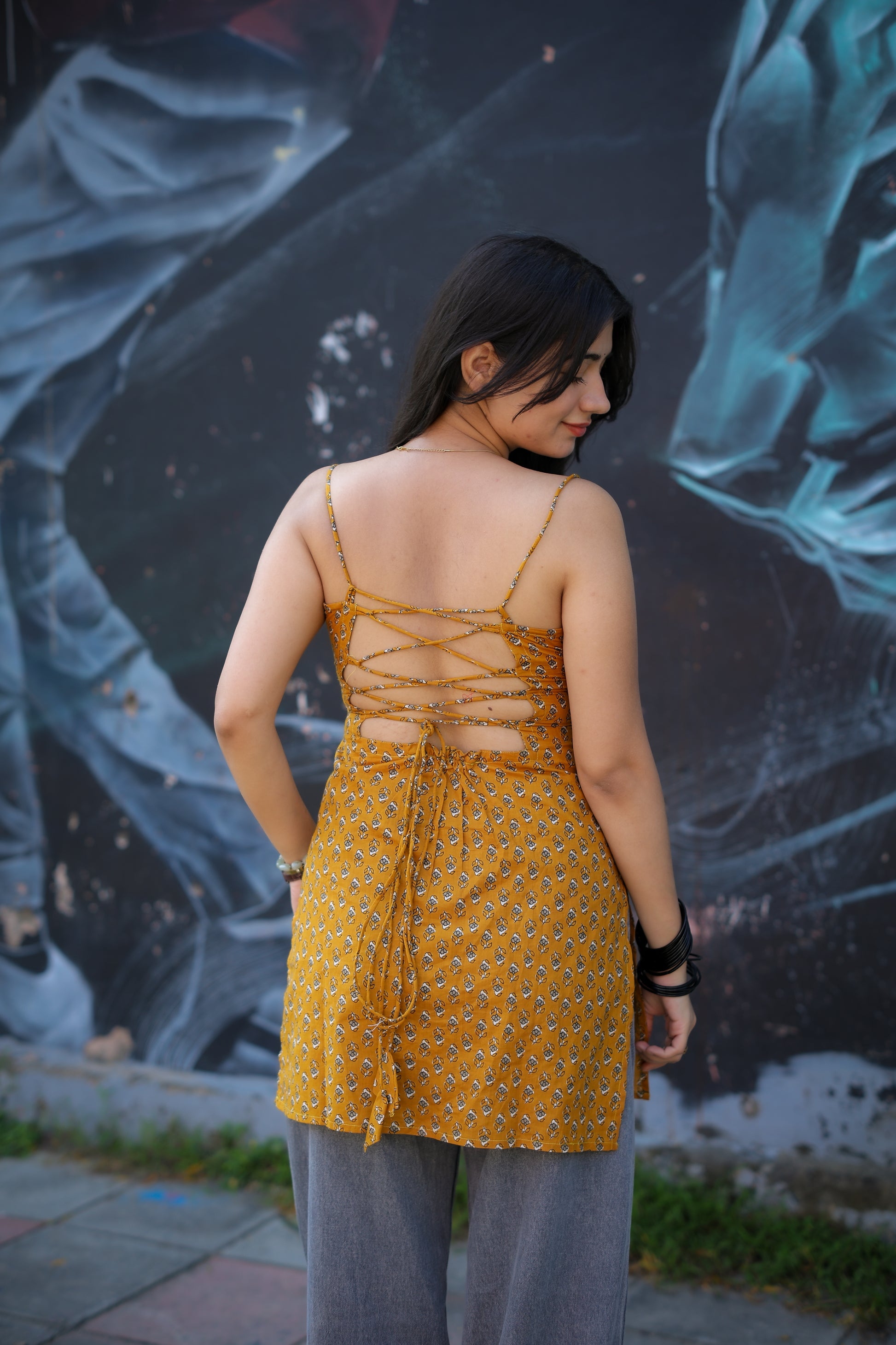 Rani Hand Block Short Kurti