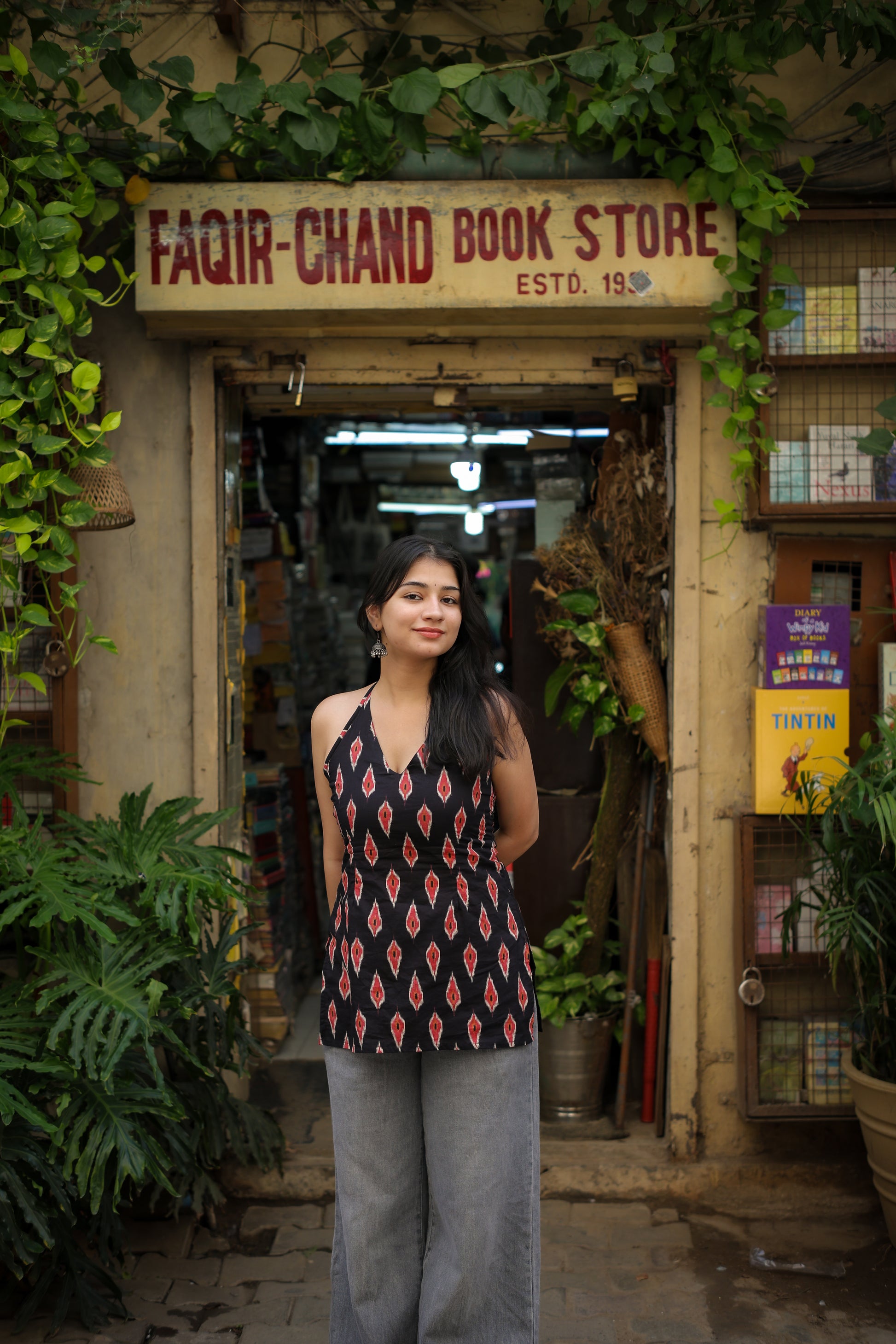 Tashan Black Handblock Short Kurti