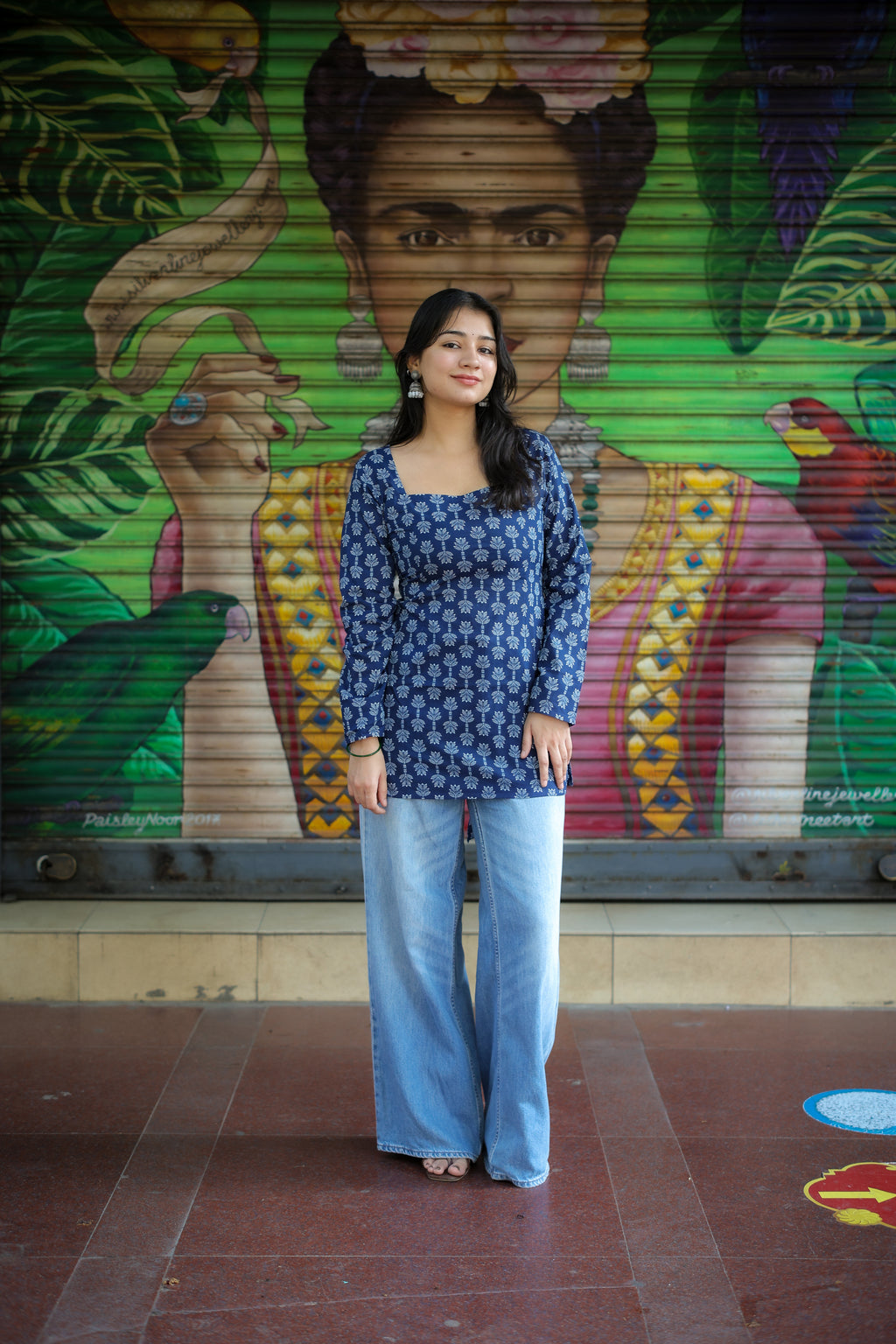 Neelam Handblock Blue Short Kurti