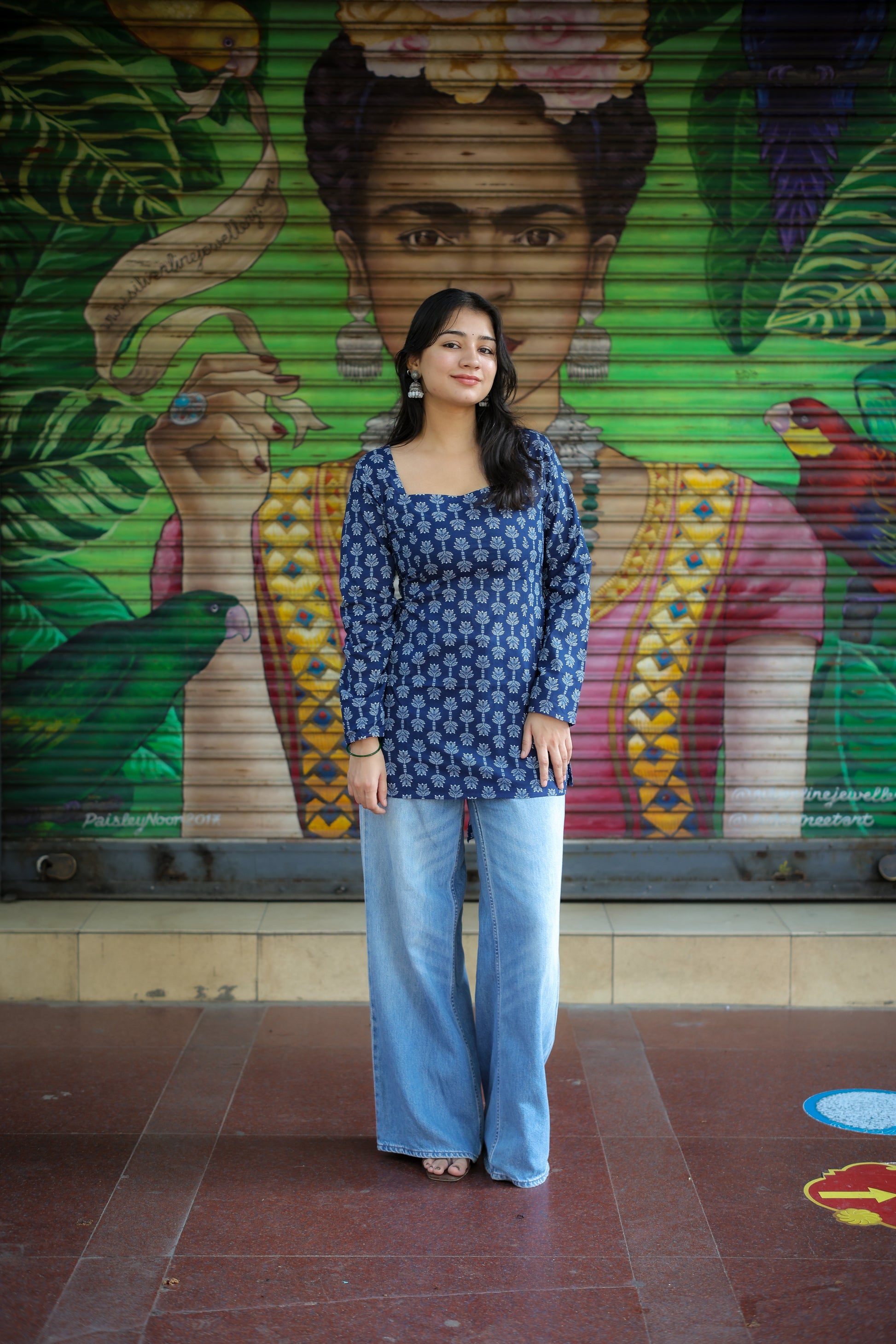 Neelam Handblock Blue Short Kurti