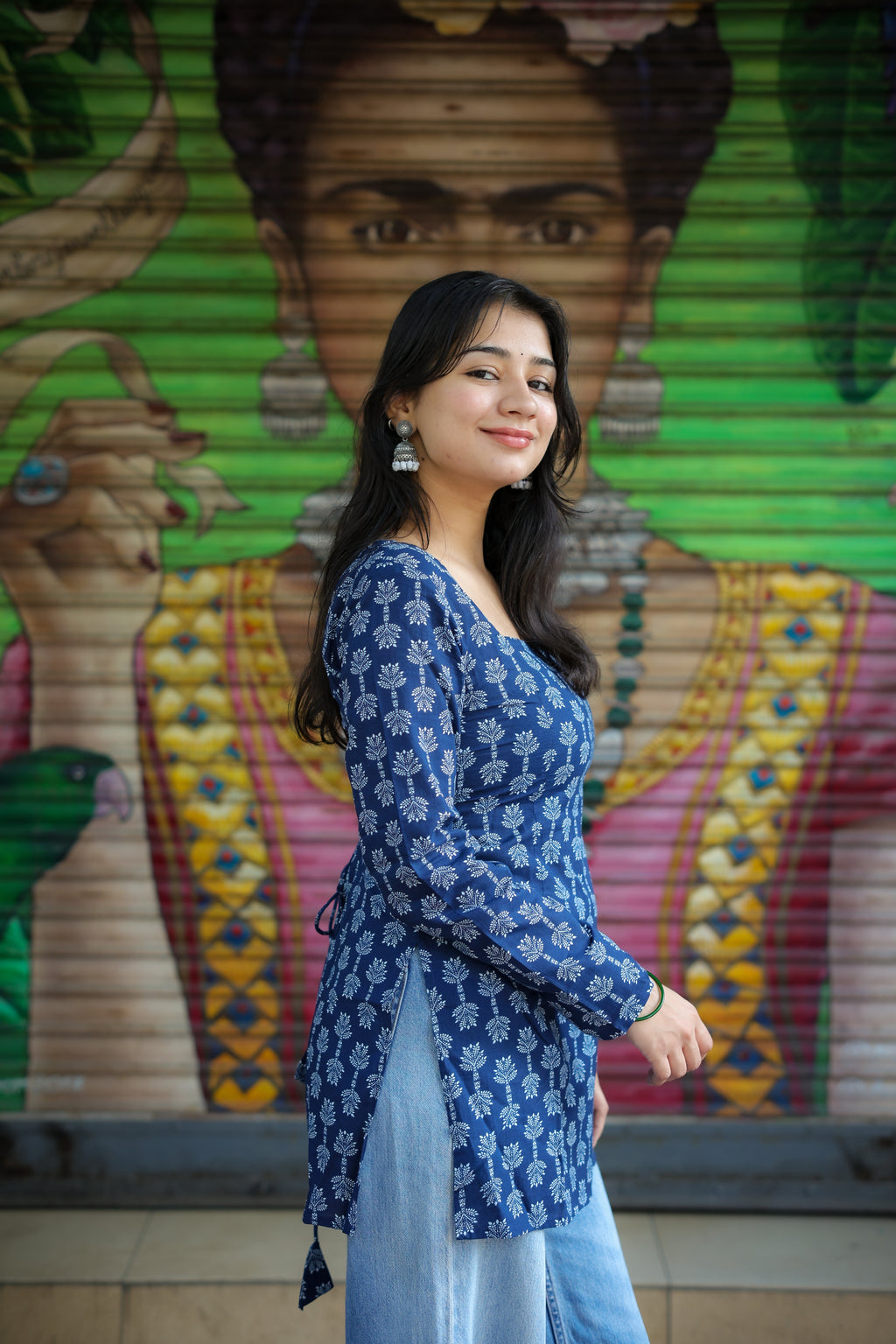 Neelam Handblock Blue Short Kurti