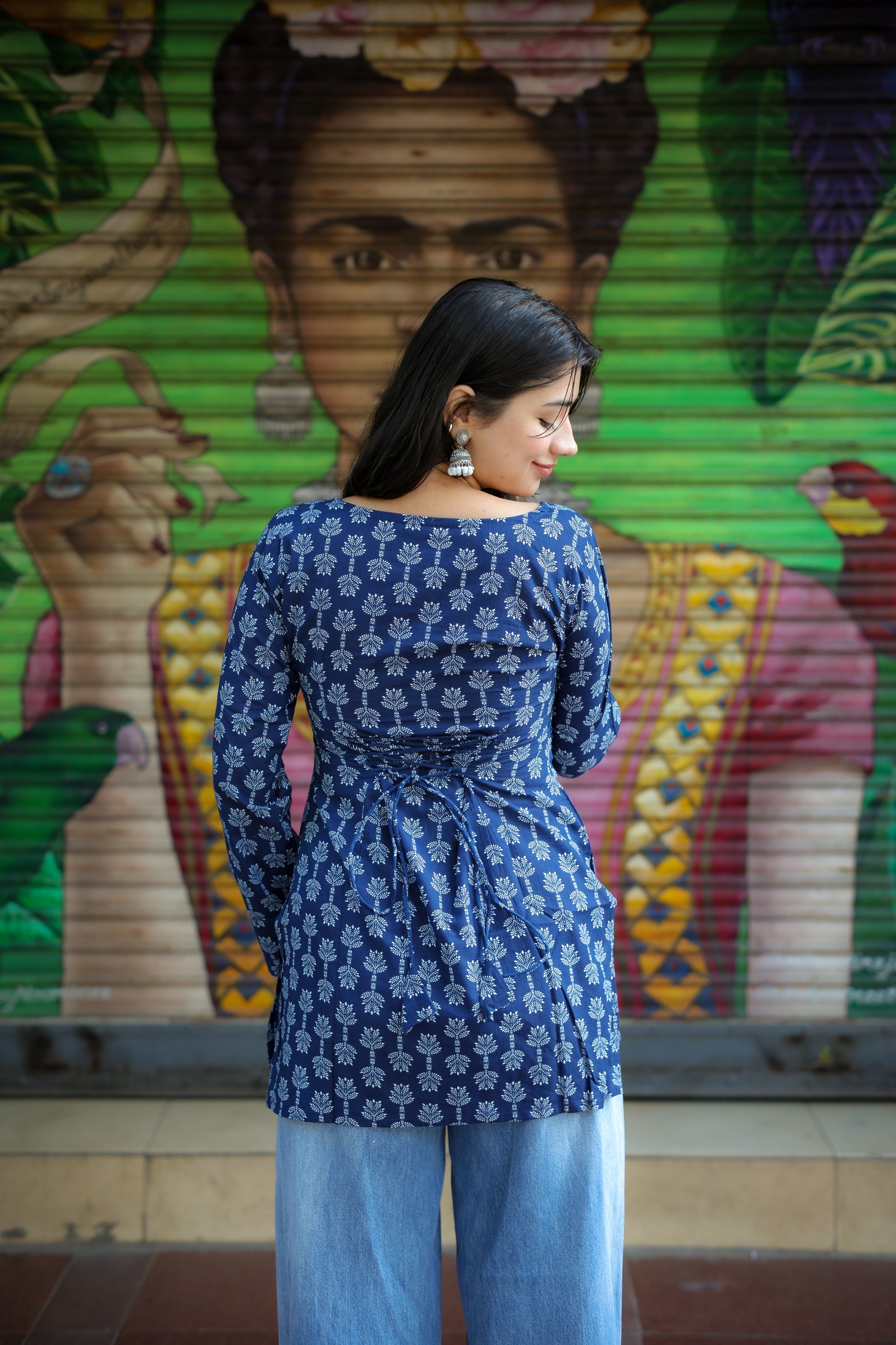Neelam Handblock Blue Short Kurti